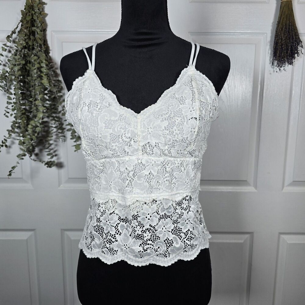 Eye Candy White Crop Lace Camisole 2X